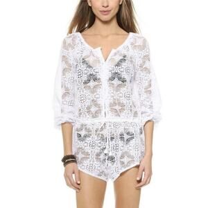 LoveShackFancy Crochet Lace White Playsuit Romper S 1